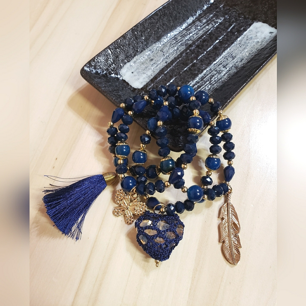 Gold Plated Beaded Artisanal Stretchable Bracelets Different Color Options!